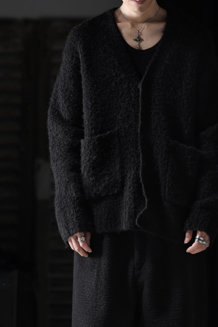 画像をギャラリービューアに読み込む, th products Inflated Cardigan / 1/4.5 kasuri loop knit (black)