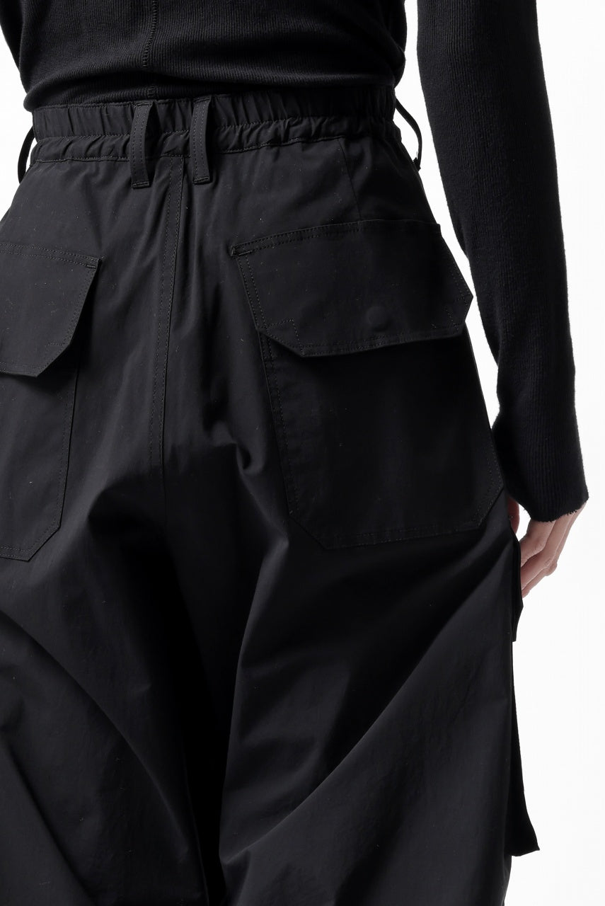 画像をギャラリービューアに読み込む, ISAMU KATAYAMA BACKLASH WIDE CARGO PANTS / STRETCH TYPEWRITER CLOTH (BLACK)