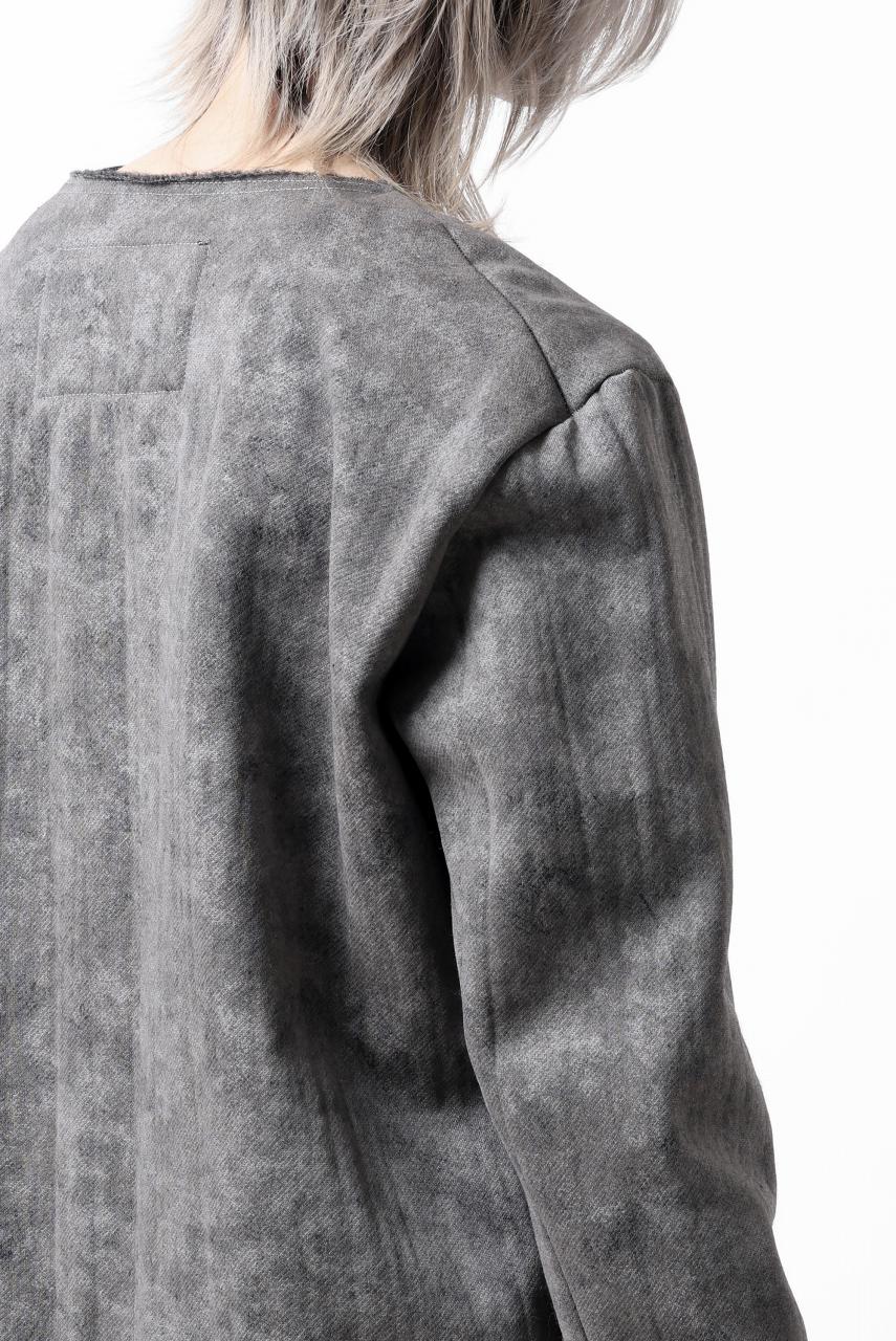 Load image into Gallery viewer, KLASICA BLACK CAT CREW NECK CARDIGAN / GRAINY PRINT BACK SIDE FLEECE (GREIGE)