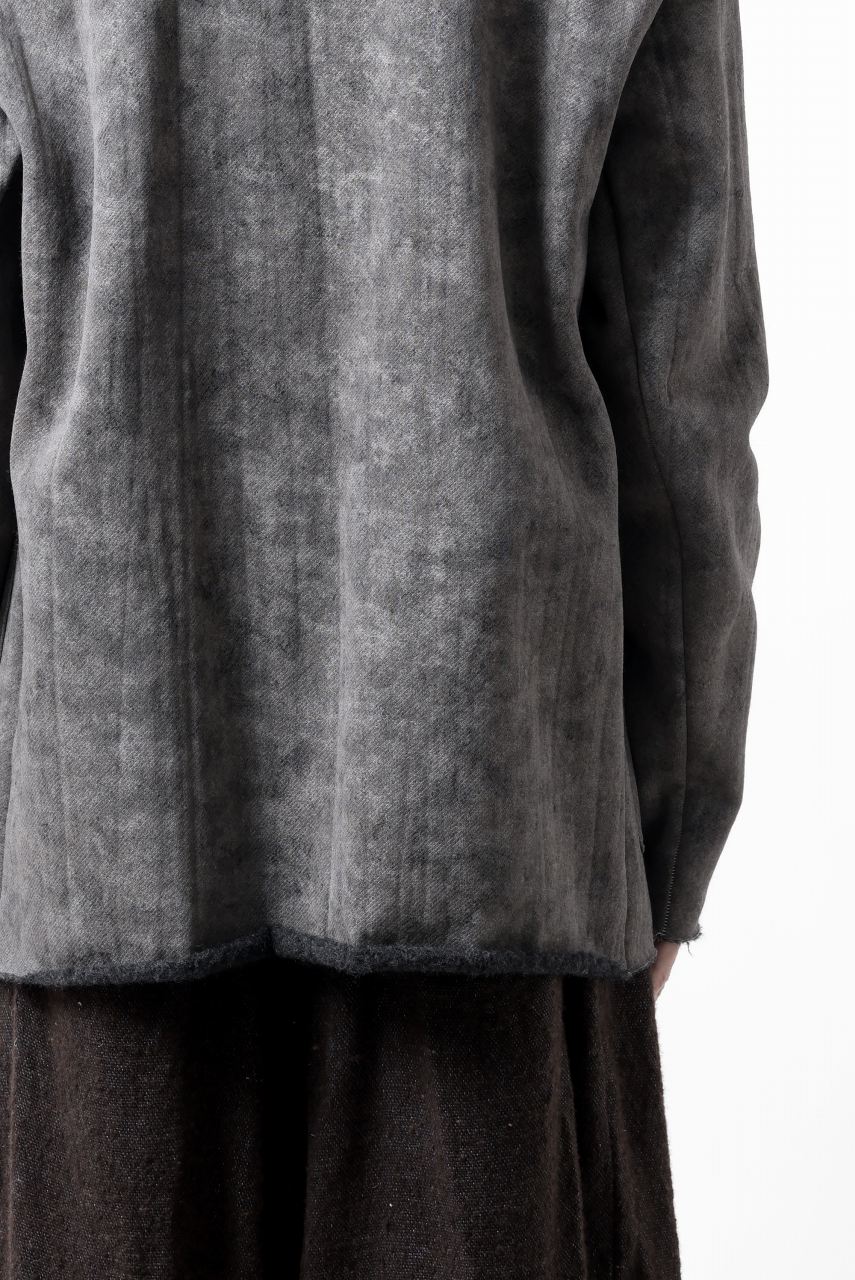 Load image into Gallery viewer, KLASICA BLACK CAT CREW NECK CARDIGAN / GRAINY PRINT BACK SIDE FLEECE (GREIGE)