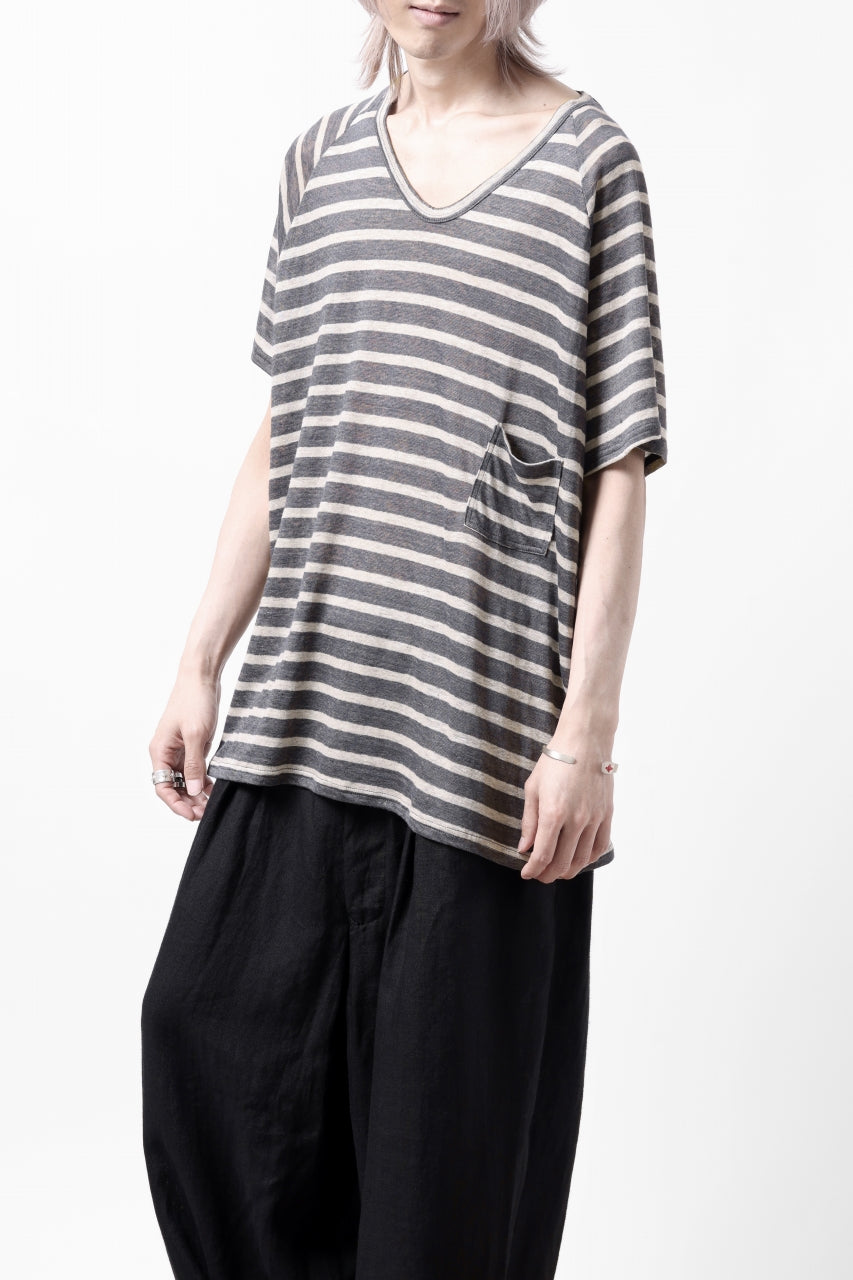 画像をギャラリービューアに読み込む, CAPERTICA BORDER PRISONER SHIRT / LINEN JERSEY (CHARCOAL GRAY)