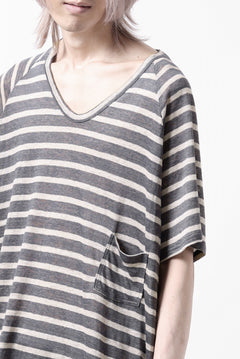 画像をギャラリービューアに読み込む, CAPERTICA BORDER PRISONER SHIRT / LINEN JERSEY (CHARCOAL GRAY)