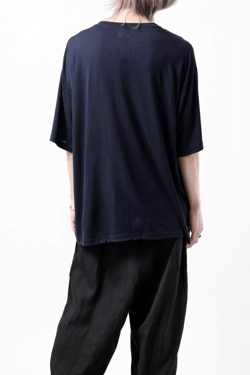 Load image into Gallery viewer, CAPERTICA OVERSIZED S/S TEE / SUPER 120s WASHABLE WOOL JERSEY (NAVY)