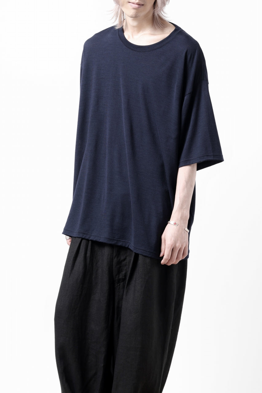 Load image into Gallery viewer, CAPERTICA OVERSIZED S/S TEE / SUPER 120s WASHABLE WOOL JERSEY (NAVY)