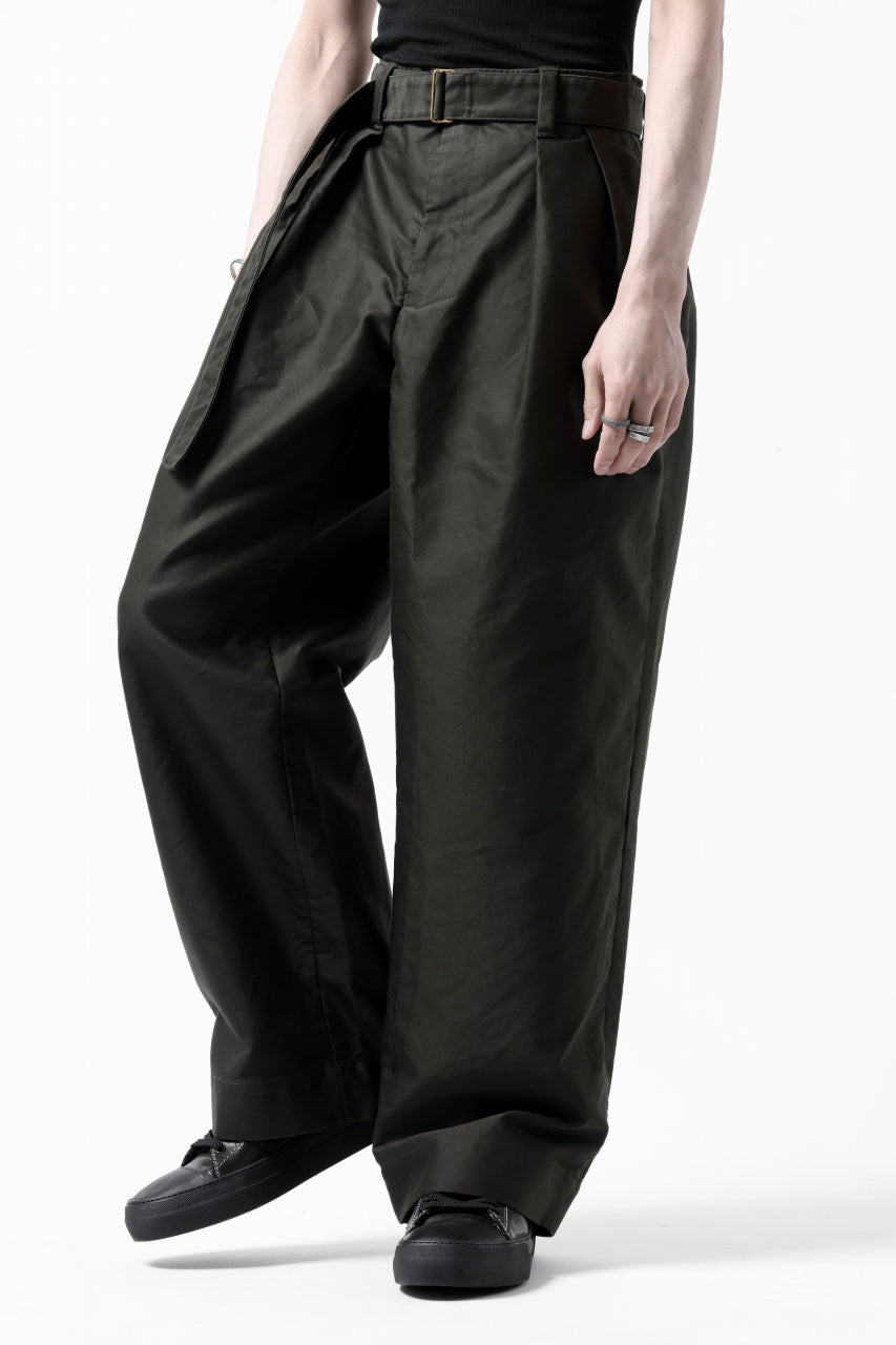 Load image into Gallery viewer, CAPERTICA 2 TUCK WIDE PANTS / GIZA COTTON MOLESKIN (OLIVE DRAB)