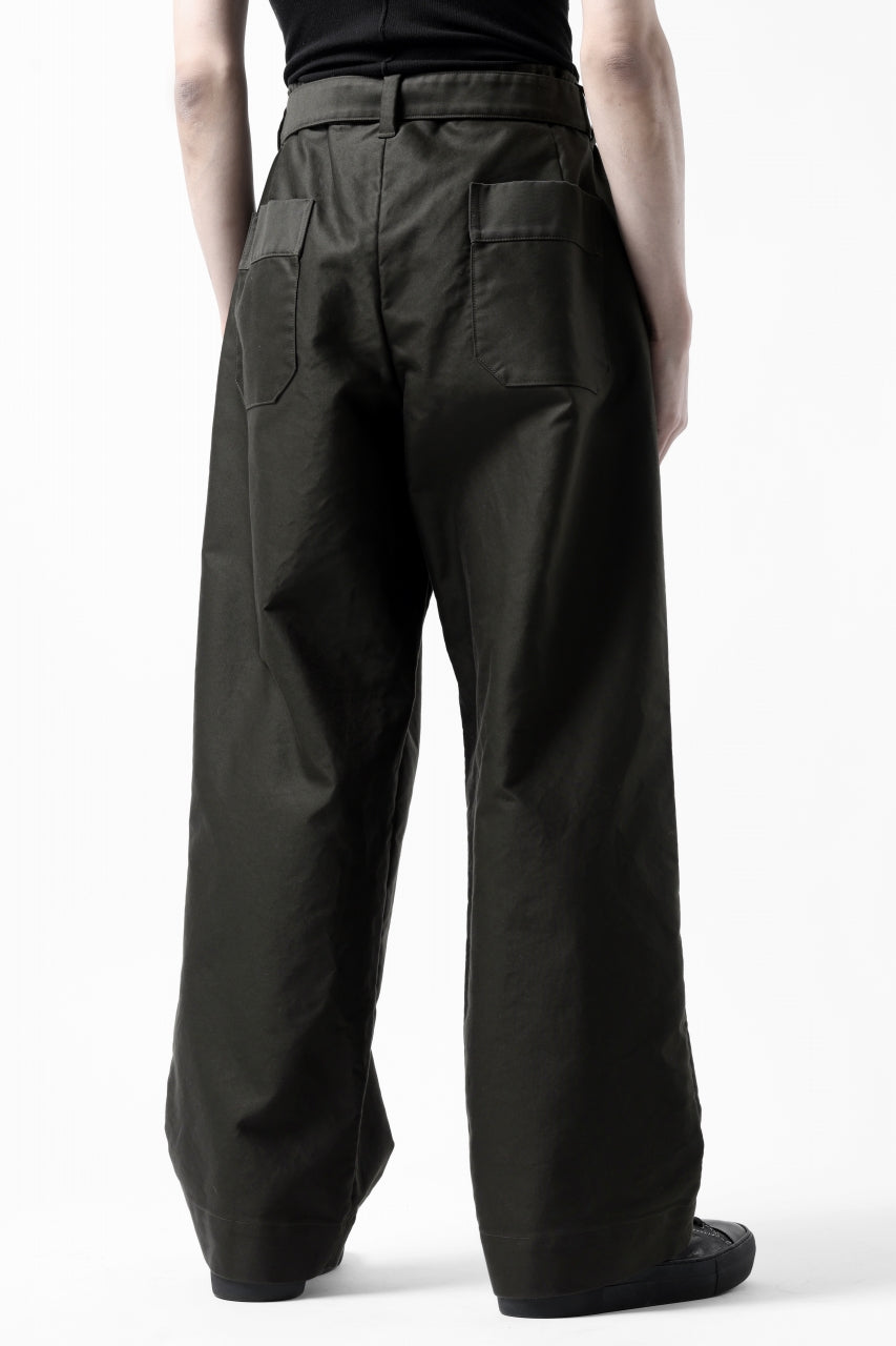 Load image into Gallery viewer, CAPERTICA 2 TUCK WIDE PANTS / GIZA COTTON MOLESKIN (OLIVE DRAB)
