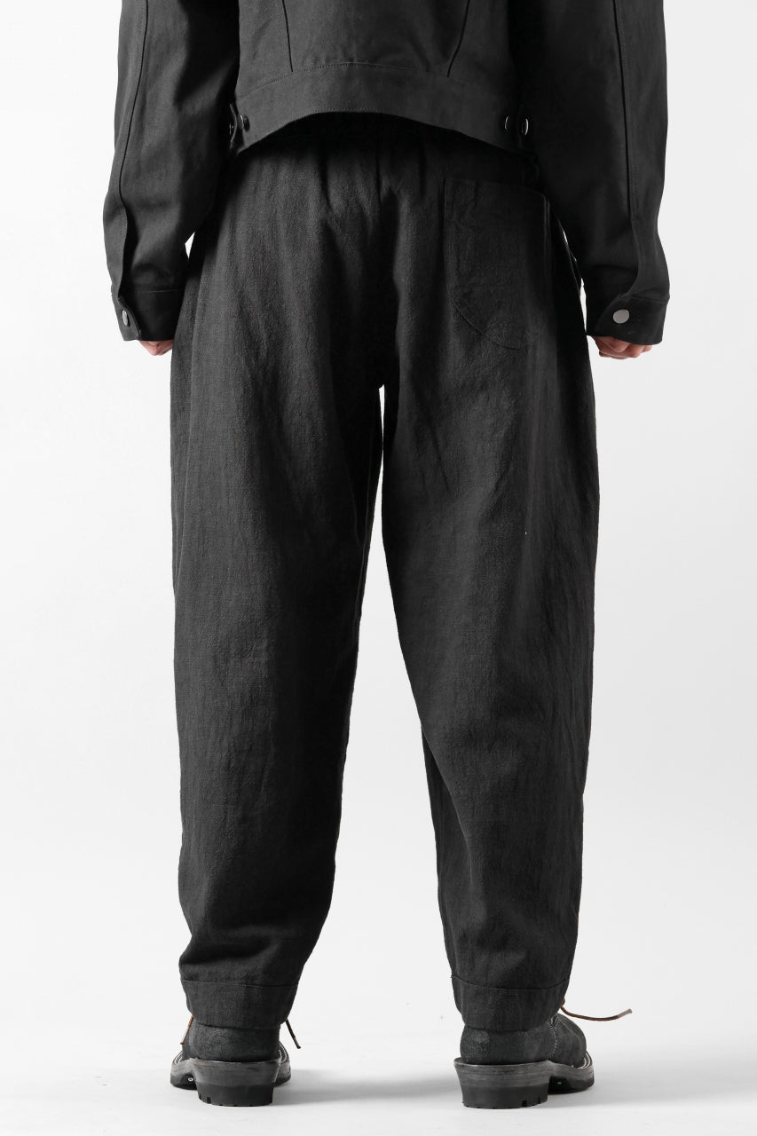 画像をギャラリービューアに読み込む, CAPERTICA PEGTOP EASY PANTS / RAMIE COTTON CANVAS (BURNED BLACK)