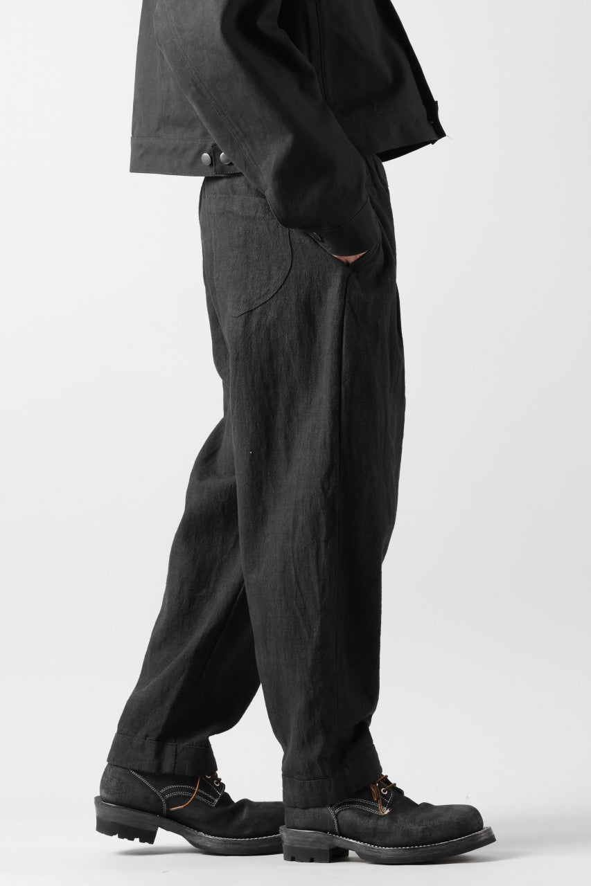 画像をギャラリービューアに読み込む, CAPERTICA PEGTOP EASY PANTS / RAMIE COTTON CANVAS (BURNED BLACK)
