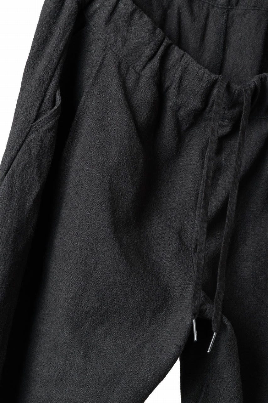 画像をギャラリービューアに読み込む, CAPERTICA PEGTOP EASY PANTS / RAMIE COTTON CANVAS (BURNED BLACK)