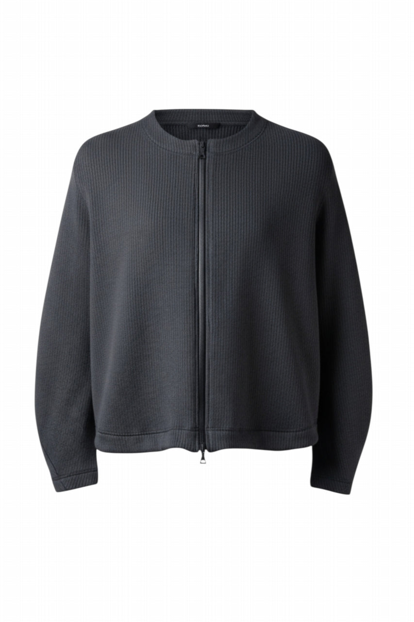 画像をギャラリービューアに読み込む, OPPOSE DUALITY NO COLLAR RIB ZIP TOP (BLACK)