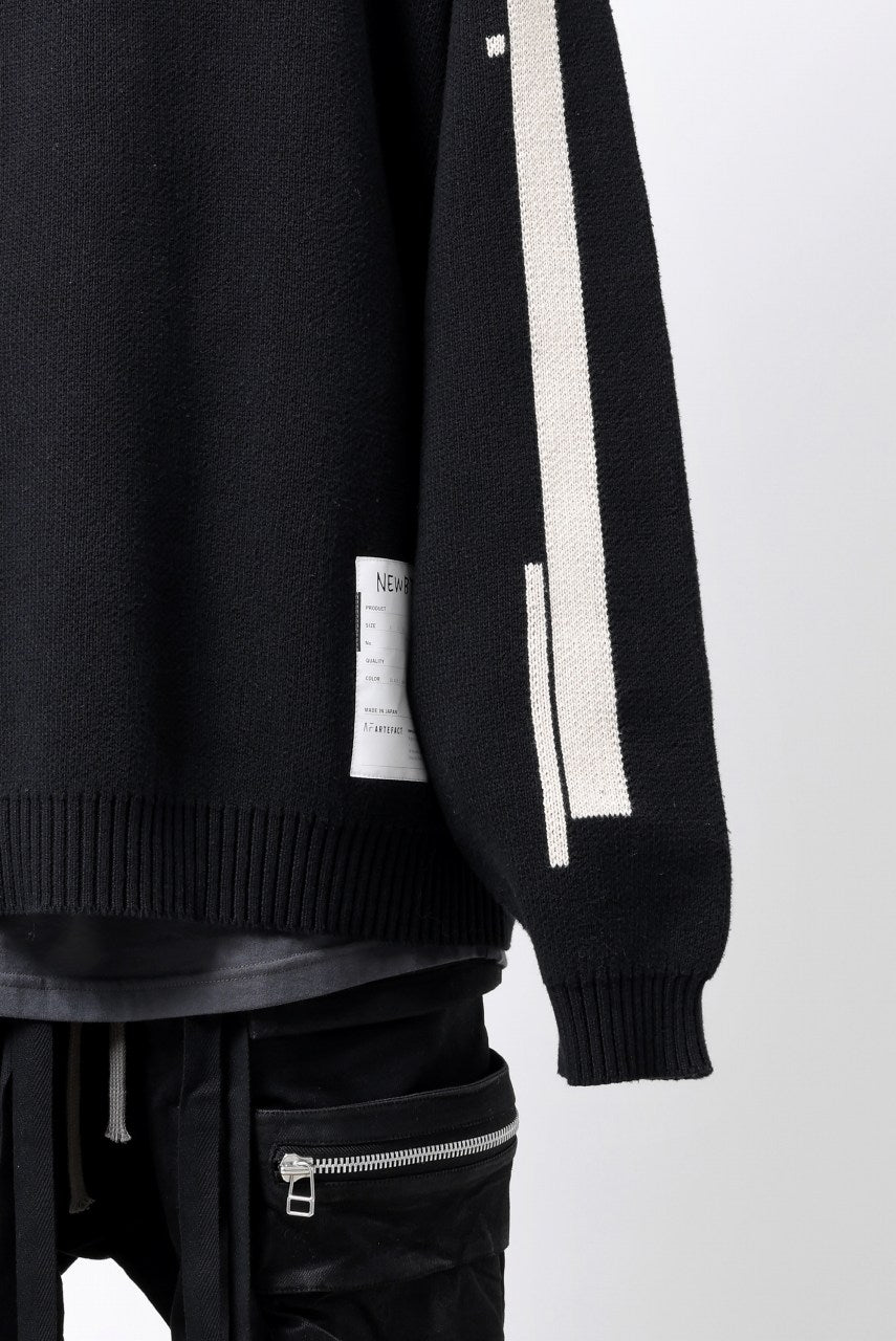 画像をギャラリービューアに読み込む, A.F ARTEFACT GEO PATTERN COTTON KNIT TOPS /  (BLACK x IVORY)