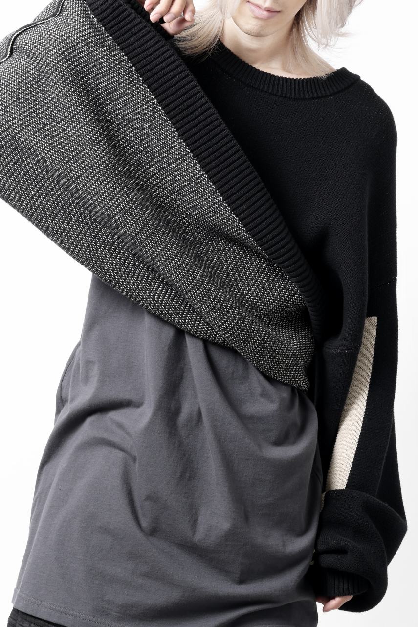 画像をギャラリービューアに読み込む, A.F ARTEFACT GEO PATTERN COTTON KNIT TOPS /  (BLACK x IVORY)