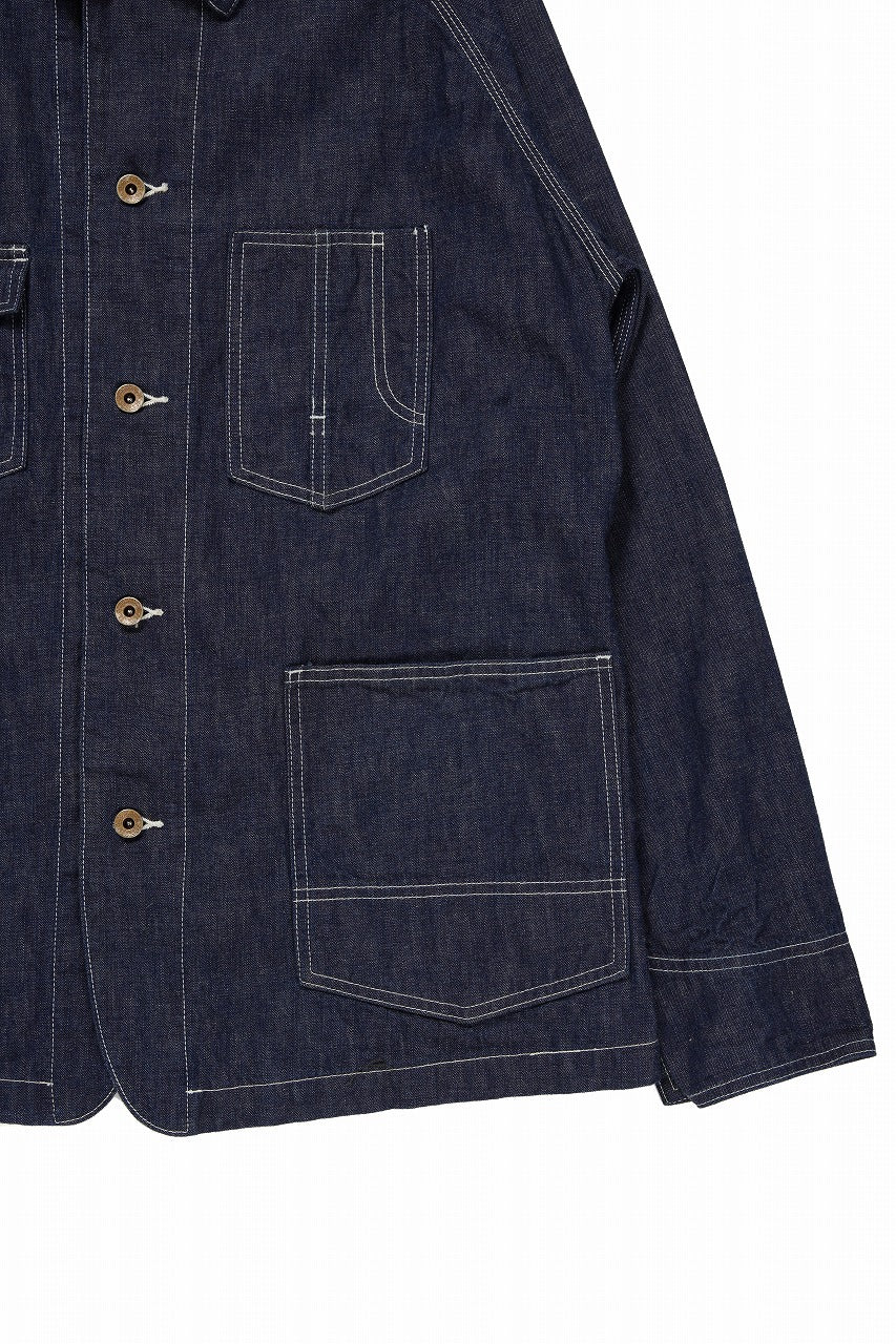 画像をギャラリービューアに読み込む, FULLCOUNT x N/07 exclusive COVER ALL JACKET / 10.5oz Zimbabwe Denim (INDIGO BLUE / ONE WASHED)