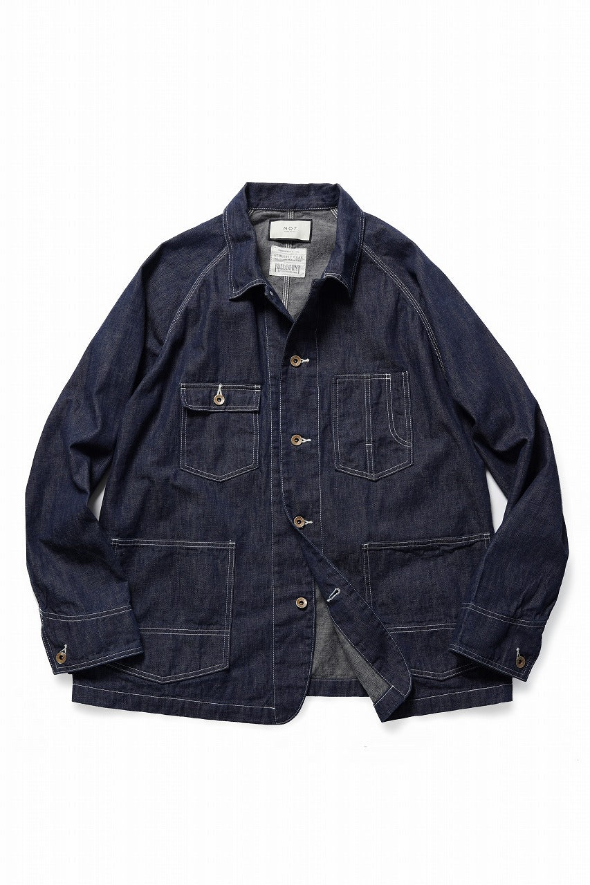 画像をギャラリービューアに読み込む, FULLCOUNT x N/07 exclusive COVER ALL JACKET / 10.5oz Zimbabwe Denim (INDIGO BLUE / ONE WASHED)