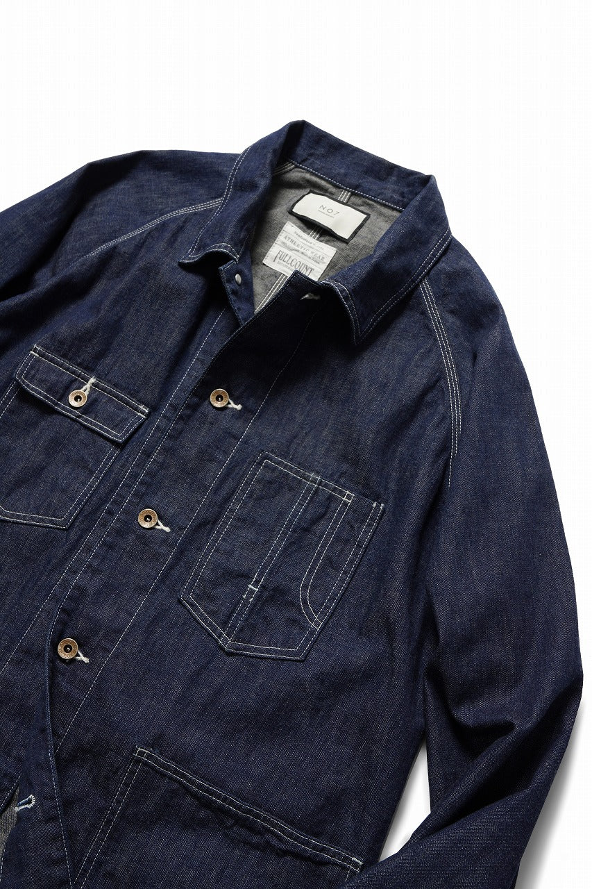 画像をギャラリービューアに読み込む, FULLCOUNT x N/07 exclusive COVER ALL JACKET / 10.5oz Zimbabwe Denim (INDIGO BLUE / ONE WASHED)
