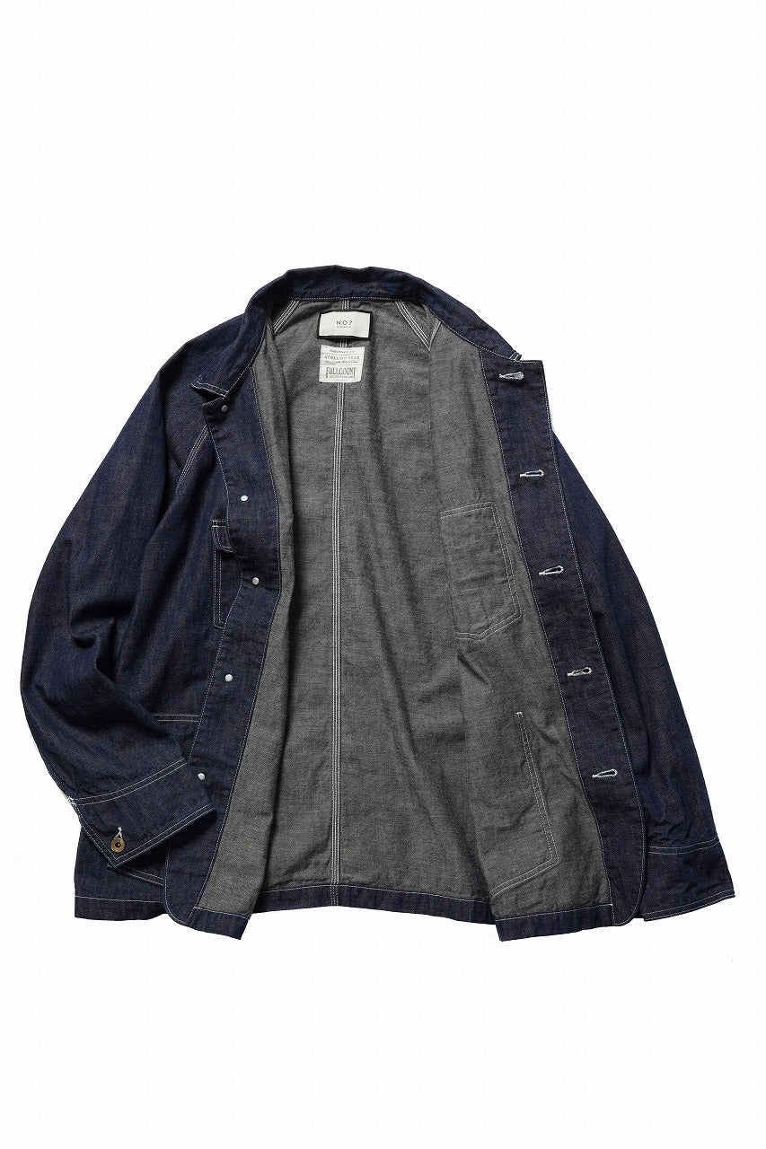 画像をギャラリービューアに読み込む, FULLCOUNT x N/07 exclusive COVER ALL JACKET / 10.5oz Zimbabwe Denim (INDIGO BLUE / ONE WASHED)