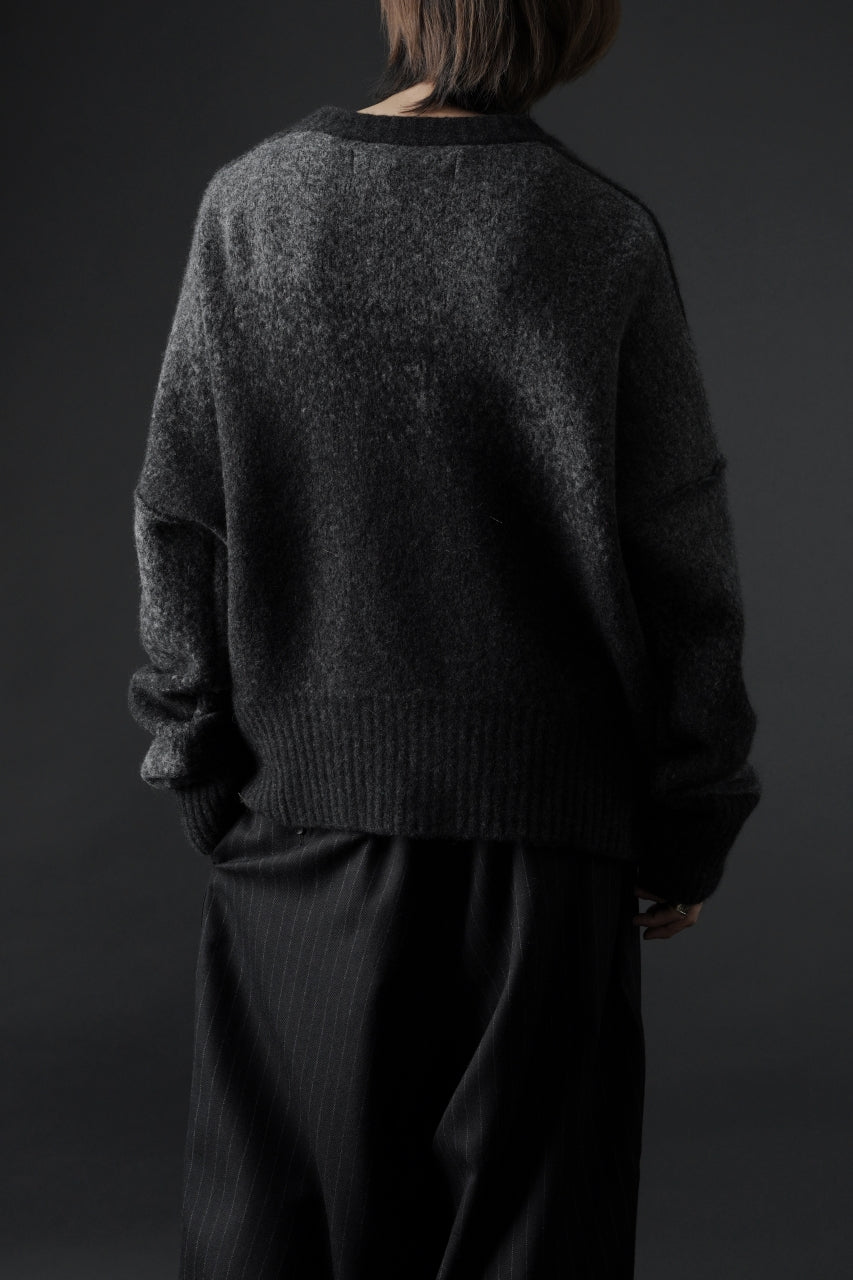 画像をギャラリービューアに読み込む, ISABEL BENENATO Yak Cardigan with Shaded Jacquard in Two Colours (GRAPHITE)