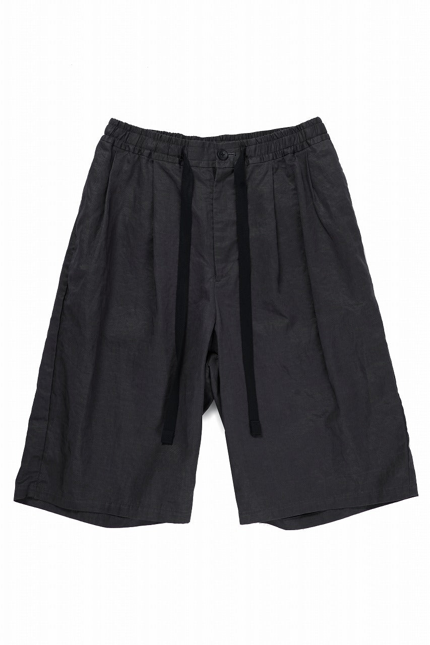 Load image into Gallery viewer, sus-sous wide shorts / cotton linen twill hard finish (CHARCOAL)