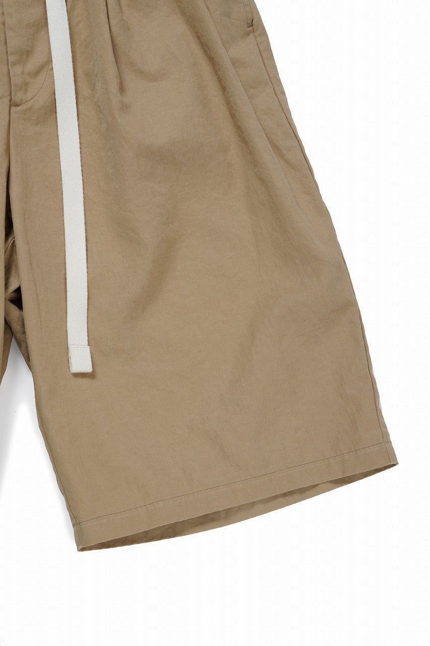 Load image into Gallery viewer, sus-sous wide shorts / cotton linen twill hard finish (BEIGE)