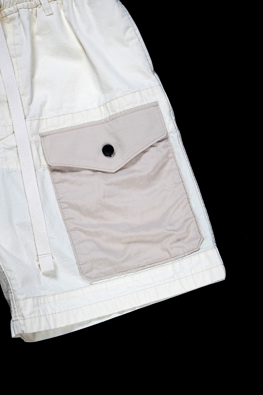 Load image into Gallery viewer, sus-sous cargo shorts / organic cotton silk nepped weather (WHITE)