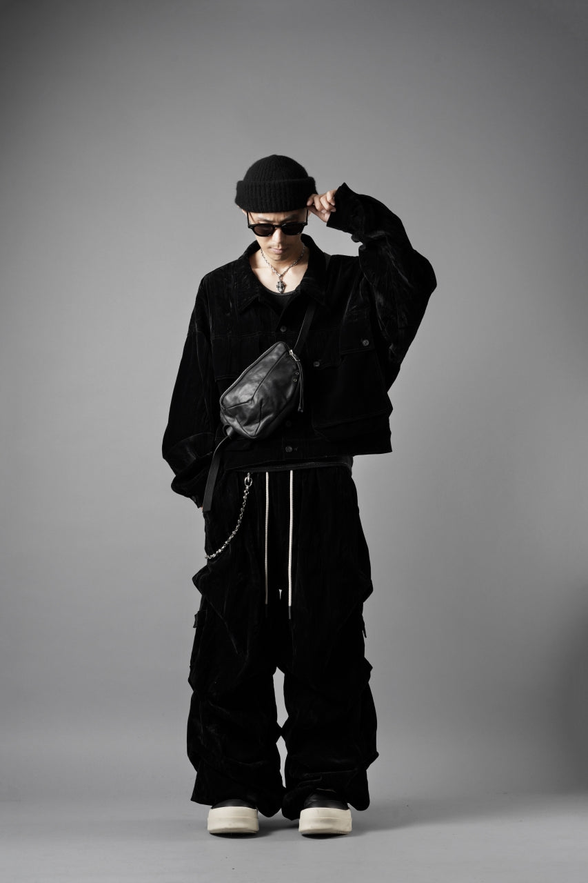 画像をギャラリービューアに読み込む, A.F ARTEFACT BIG POCKET SHORT BLOUSON / WASHER VELOR (BLACK)