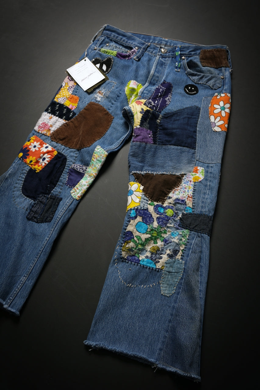 画像をギャラリービューアに読み込む, READYMADE HIPPIE DENIM PANTS / VINTAGE REMAKE + ART CRAFT (BLUE)