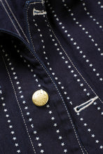 Load image into Gallery viewer, FULLCOUNT WABASH CHOREJACKET / INDIGO DYED DRILL with WASH STAR STRIPE (INDIGO / ONE WASHED)