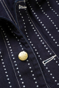 Load image into Gallery viewer, FULLCOUNT WABASH CHOREJACKET / INDIGO DYED DRILL with WASH STAR STRIPE (INDIGO / ONE WASHED)
