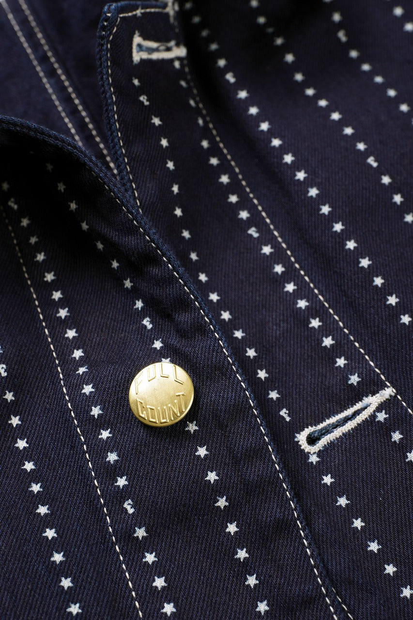 Load image into Gallery viewer, FULLCOUNT WABASH CHOREJACKET / INDIGO DYED DRILL with WASH STAR STRIPE (INDIGO / ONE WASHED)