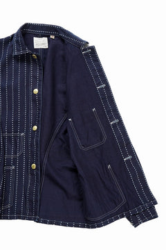 Load image into Gallery viewer, FULLCOUNT WABASH CHOREJACKET / INDIGO DYED DRILL with WASH STAR STRIPE (INDIGO / ONE WASHED)