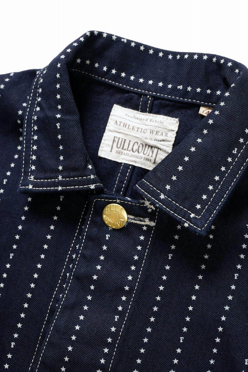 Load image into Gallery viewer, FULLCOUNT WABASH CHOREJACKET / INDIGO DYED DRILL with WASH STAR STRIPE (INDIGO / ONE WASHED)