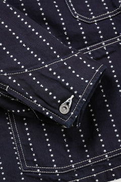 Load image into Gallery viewer, FULLCOUNT WABASH CHOREJACKET / INDIGO DYED DRILL with WASH STAR STRIPE (INDIGO / ONE WASHED)
