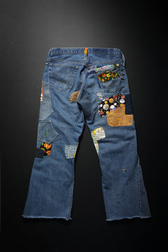 画像をギャラリービューアに読み込む, READYMADE HIPPIE DENIM PANTS / VINTAGE REMAKE + ART CRAFT (BLUE)