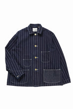 Load image into Gallery viewer, FULLCOUNT WABASH CHOREJACKET / INDIGO DYED DRILL with WASH STAR STRIPE (INDIGO / ONE WASHED)