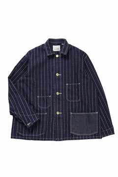 Load image into Gallery viewer, FULLCOUNT WABASH CHOREJACKET / INDIGO DYED DRILL with WASH STAR STRIPE (INDIGO / ONE WASHED)