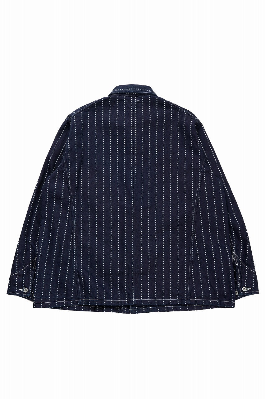 Load image into Gallery viewer, FULLCOUNT WABASH CHOREJACKET / INDIGO DYED DRILL with WASH STAR STRIPE (INDIGO / ONE WASHED)