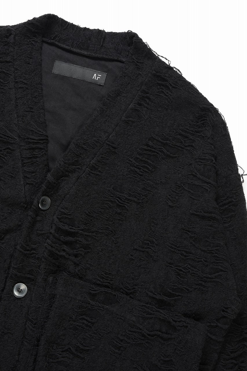 Load image into Gallery viewer, A.F ARTEFACT JUMBO CARDIGAN / DAMAGE PILE & PLATING KNIT JERSEY (BLACK)