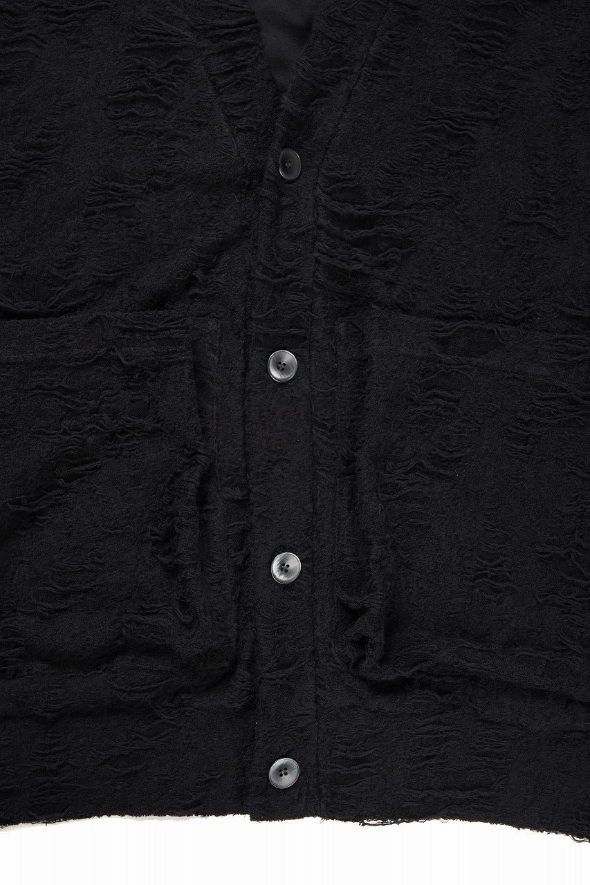 Load image into Gallery viewer, A.F ARTEFACT JUMBO CARDIGAN / DAMAGE PILE & PLATING KNIT JERSEY (BLACK)