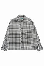 Load image into Gallery viewer, N/07 OPEN COLLAR L/S SHIRT / HOUNDSTOOTH GLEN CHECK (WHITE x GREY)