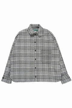 Load image into Gallery viewer, N/07 OPEN COLLAR L/S SHIRT / HOUNDSTOOTH GLEN CHECK (WHITE x GREY)