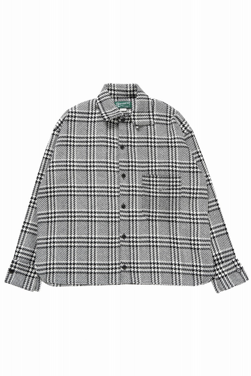 Load image into Gallery viewer, N/07 OPEN COLLAR L/S SHIRT / HOUNDSTOOTH GLEN CHECK (WHITE x GREY)