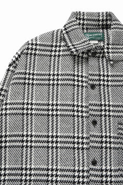 Load image into Gallery viewer, N/07 OPEN COLLAR L/S SHIRT / HOUNDSTOOTH GLEN CHECK (WHITE x GREY)