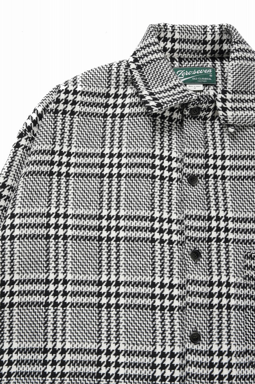 Load image into Gallery viewer, N/07 OPEN COLLAR L/S SHIRT / HOUNDSTOOTH GLEN CHECK (WHITE x GREY)