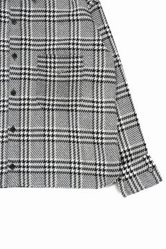 Load image into Gallery viewer, N/07 OPEN COLLAR L/S SHIRT / HOUNDSTOOTH GLEN CHECK (WHITE x GREY)