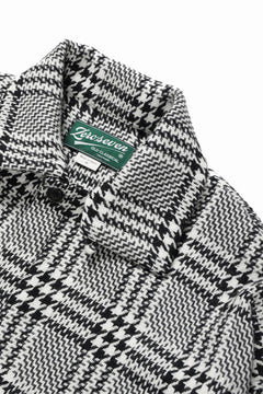 Load image into Gallery viewer, N/07 OPEN COLLAR L/S SHIRT / HOUNDSTOOTH GLEN CHECK (WHITE x GREY)