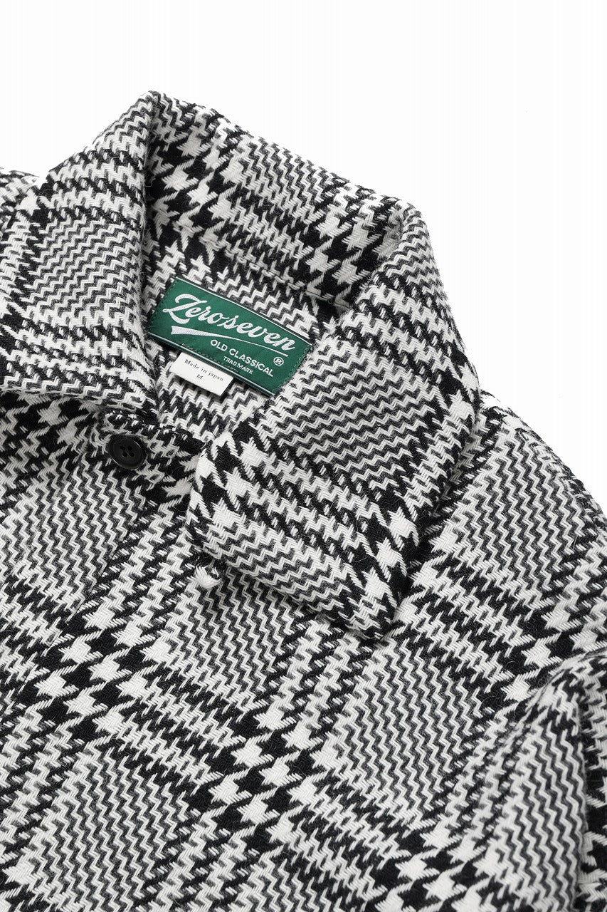 Load image into Gallery viewer, N/07 OPEN COLLAR L/S SHIRT / HOUNDSTOOTH GLEN CHECK (WHITE x GREY)