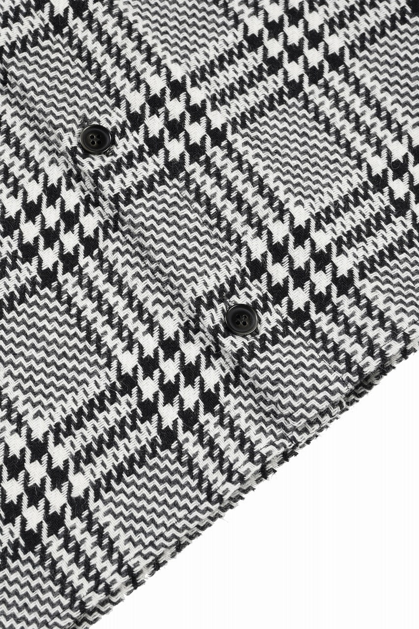 Load image into Gallery viewer, N/07 OPEN COLLAR L/S SHIRT / HOUNDSTOOTH GLEN CHECK (WHITE x GREY)