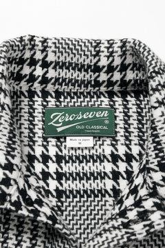 Load image into Gallery viewer, N/07 OPEN COLLAR L/S SHIRT / HOUNDSTOOTH GLEN CHECK (WHITE x GREY)