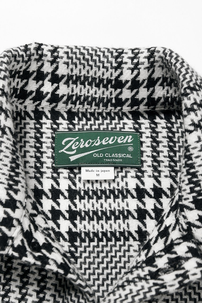 Load image into Gallery viewer, N/07 OPEN COLLAR L/S SHIRT / HOUNDSTOOTH GLEN CHECK (WHITE x GREY)
