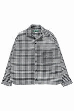 Load image into Gallery viewer, N/07 OPEN COLLAR L/S SHIRT / HOUNDSTOOTH GLEN CHECK (WHITE x GREY)